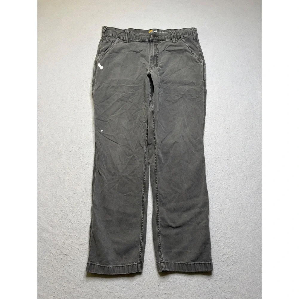 Carhartt Carpenter Pants Mens 34x32 Gray Relaxed Fit 102291 Canvas Work Utility